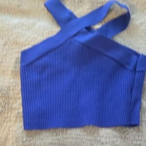 Royal Blue Cross Neck Crop Top Size S